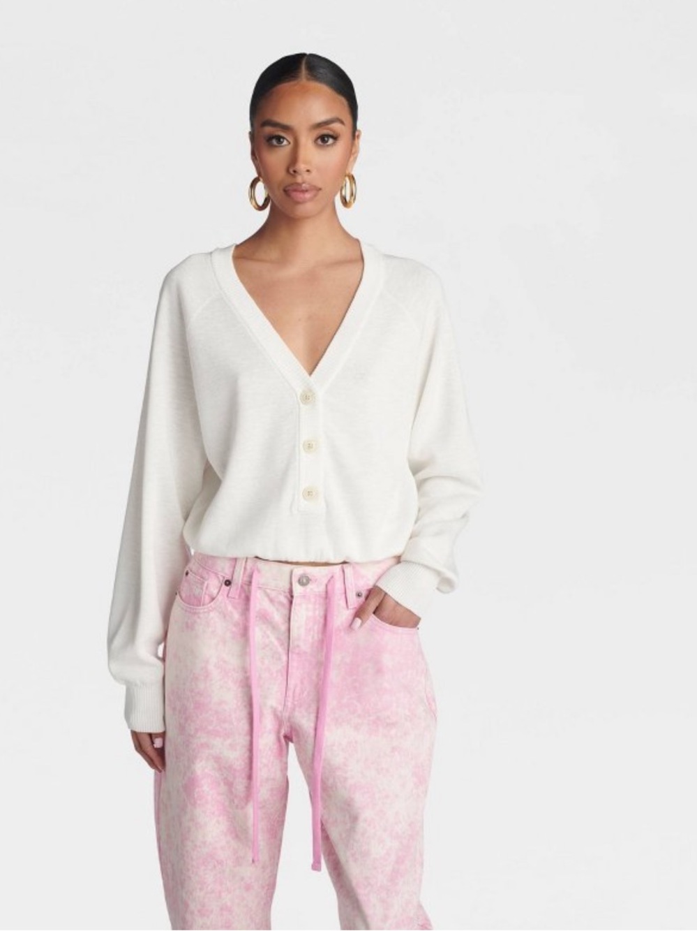 KBB by KAHLAN The Cropped Bubble Creamy White Sweater S NWOT
